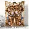 Adorable Fluffy Highland Calf Twins Blanket for Kids Cozy Soft Flannel Throw Blanket for Sofa Bed Couch Home Decor All-Season