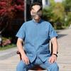 Men's Chinese Style Tang Suit Cotton Linen Short Sleeve Set - Summer Outfit for Middle-Aged and Elderly Dads or Grandpas