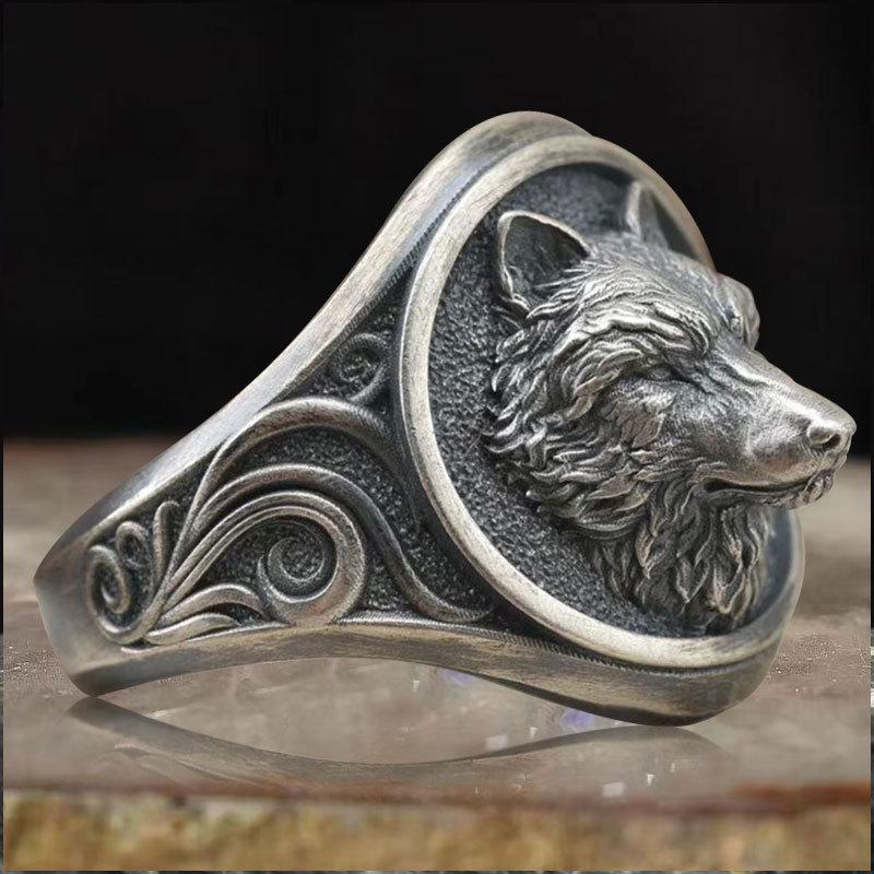 Totem pattern zircon rings Men's punk dark tide cool European and American style rings are popular vintage accessories