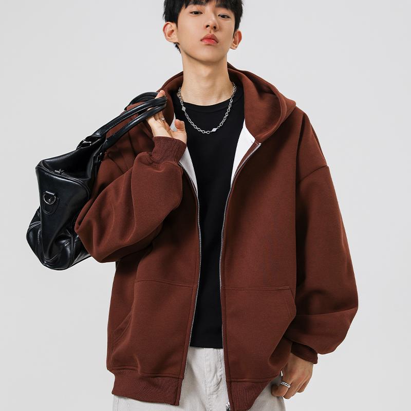 Men Zipper Hoodies Autumn Winter Men Long Sleeve Hooded Sweatshirt Fashion Male Casual Outfit Sportwear Loose Fit Hoodie