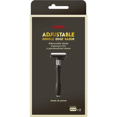 FEATHER Çift Kenarlı Ayarlanabilir Sap Yüksek Paslanmaz Çelik Çift Kenarlı 2 Yedek Bıçaklı Japonya'da Üretilmiştir Yüksek Kaliteli Jilet 1 Parça Erkek (x 1)