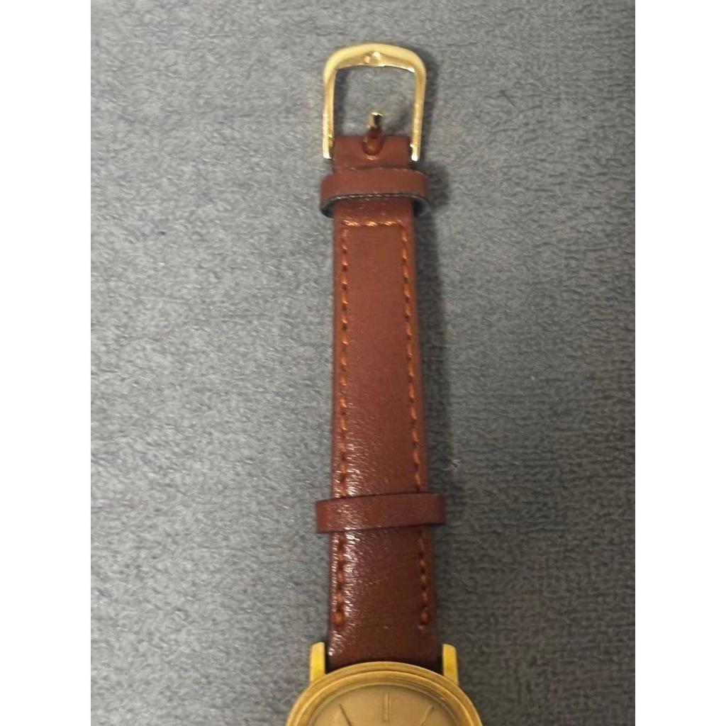 Used Operation OMEGA Omega ladies watch gold dial brown leather belt hand winding