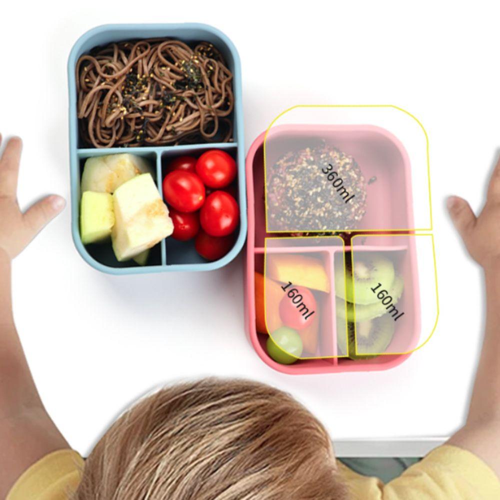 

3 Compartments Silicone Lunch Box Microwavable Picnic box Fresh-Keeping Box Lunch Container School 700ML бежевий