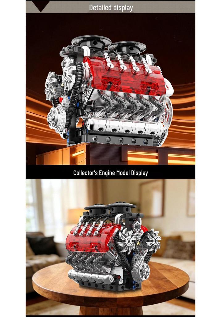 Kuangjie V8 Twin-Turbo Engine Model: High-Difficulty Mechanical Assembly Toy for Boys