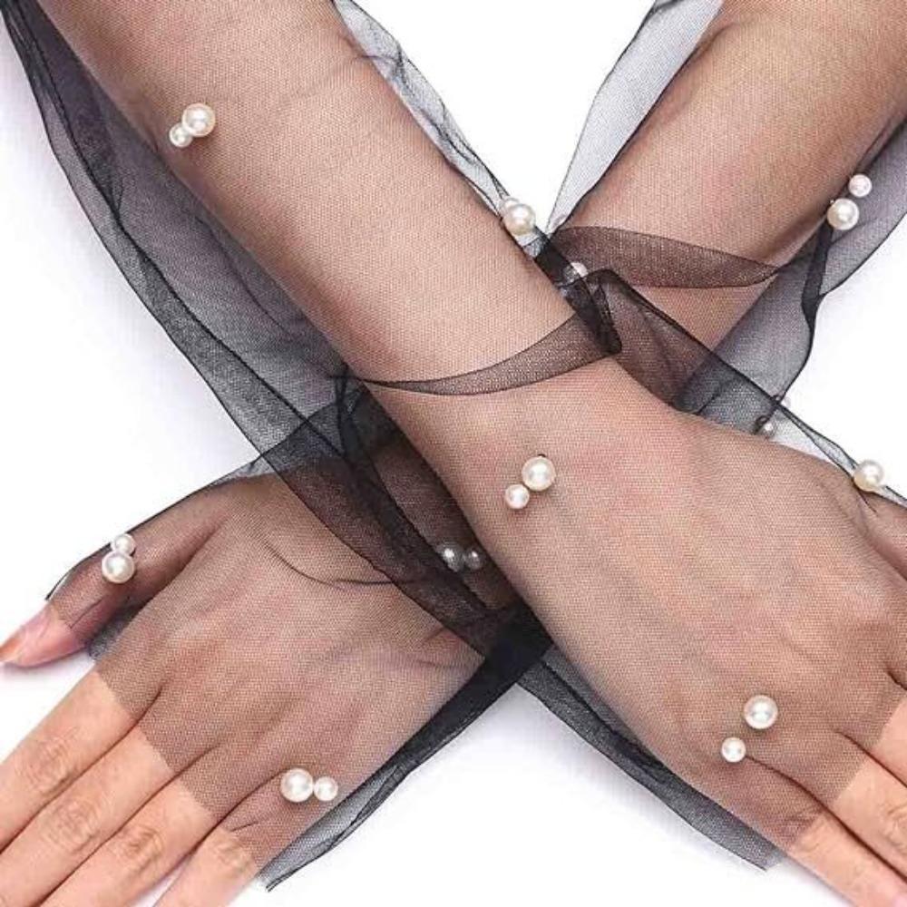 Long Bridal Gown Mittens Mesh Wedding Bridal Gloves New Costume Gloves  Gift