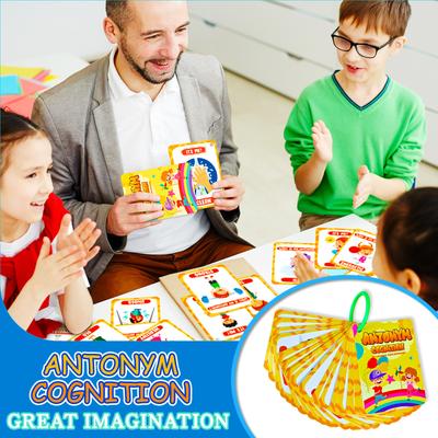 50 Educational Cards Antonyms Children'S Parent-Child Interactive Game Cards Puzzle English Early Education Enlightenment Cards