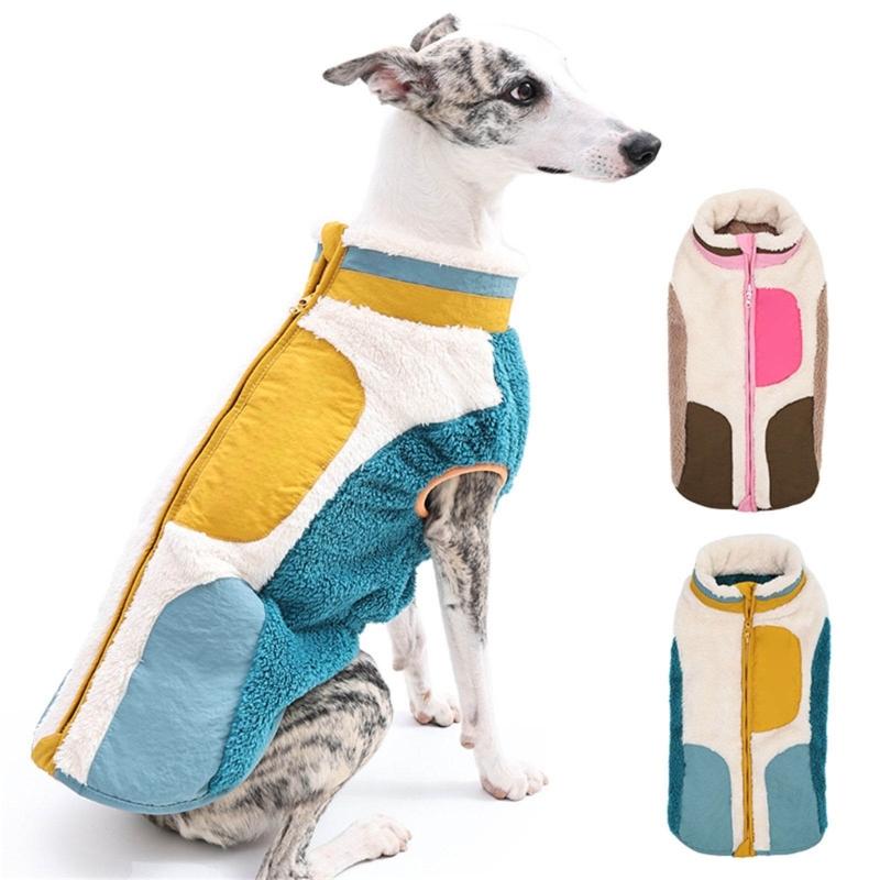Outdoor Dog Coat with Back and Chest Coverage, Front Opening and Soft Fleece Pet Jackets for Cold Season Layer Use