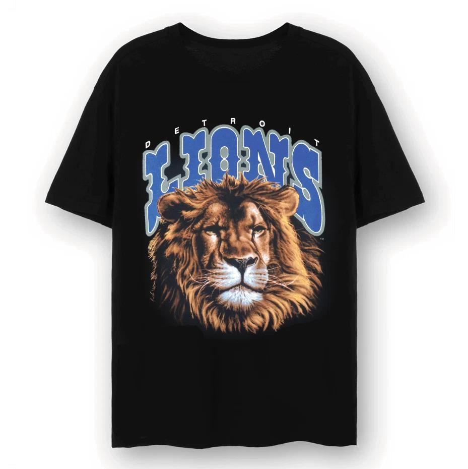 Men's and Women's T-shirts Lions Big Face Mascot Retro Vintage Football T-Shirt Gift For Fans