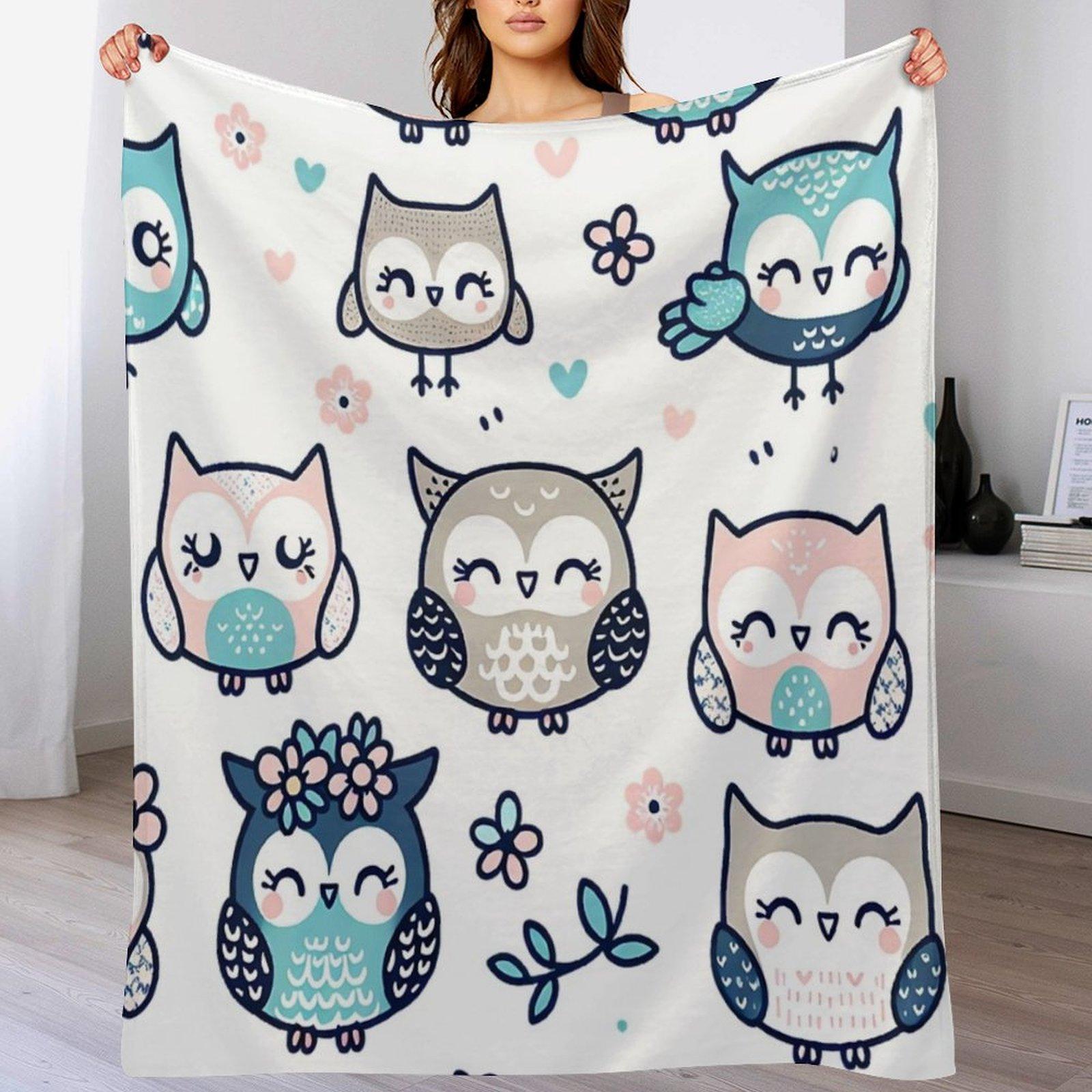 

owl funny face Throw Blanket Warm Flannel Blanket for Couch Chair Bedroom 102x76cm(40x30in)