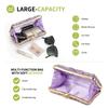 Uxcell Bolso de Noche para Mujer, Bolso de Mano Brillante con Pedrería de Cristal y Correa de Cadena, Morado Claro, para Bodas, Noches y Fines de Semana