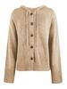 Mao Mao Yu Women's Hooded Solid Color Knit Cardigan - 2023 Autumn/Winter Collection