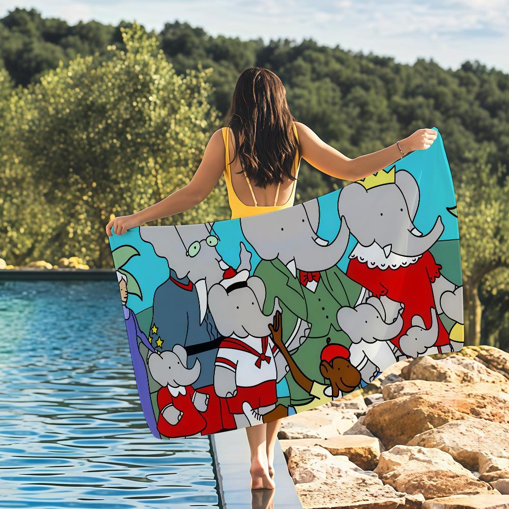 Babar The Elephant Towel Quick Drying Beach Towels Are Suitable For Swimming Pools Camping Yoga And The Gym STJ40x70CM