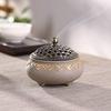 Stylish and Simple Ceramic Incense Holder with Lid, Flame-retardant Cotton Lining, and Holder for Aromatherapy, Cones, and Sticks. Easy To Clean.