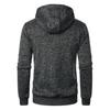 Men Fall Winter Coat Hooded Long Sleeves Elastic Cuffs Jacquard Knitted Cardigan Zip-up Solid Color Sport Jacket
