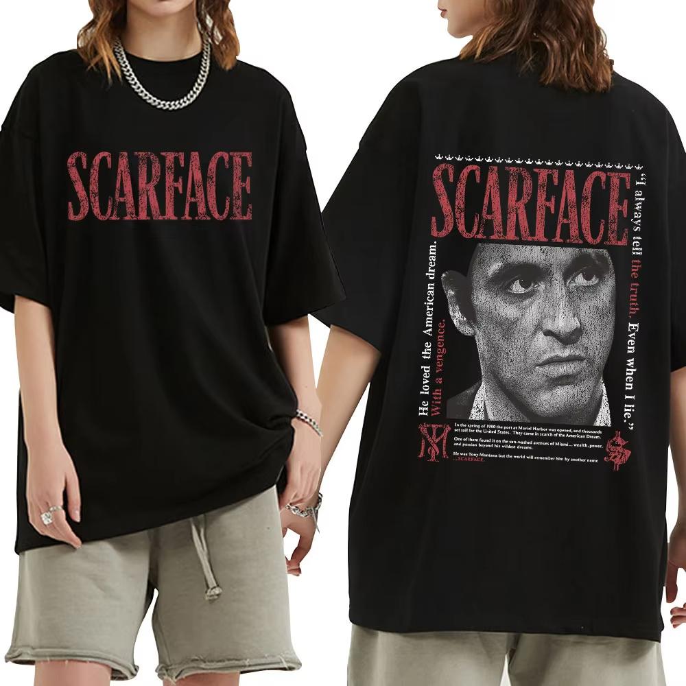 Gangsters Movie Scarface T-shirt Tony Montana Al Pacino T-shirt Men's Women Clothing Vintage Gothic Oversized T Shirt
