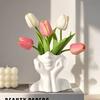 White Vinyl Face Vase Boho Minimalism Decorative Modern Nordic Flower Vases for Home Living Room Office Book Shelf Decor