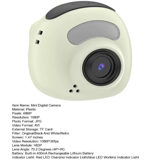 Mini Digital Camera 1080P High Definition Video Recorder Portable Tiny Camera with 256GB Card