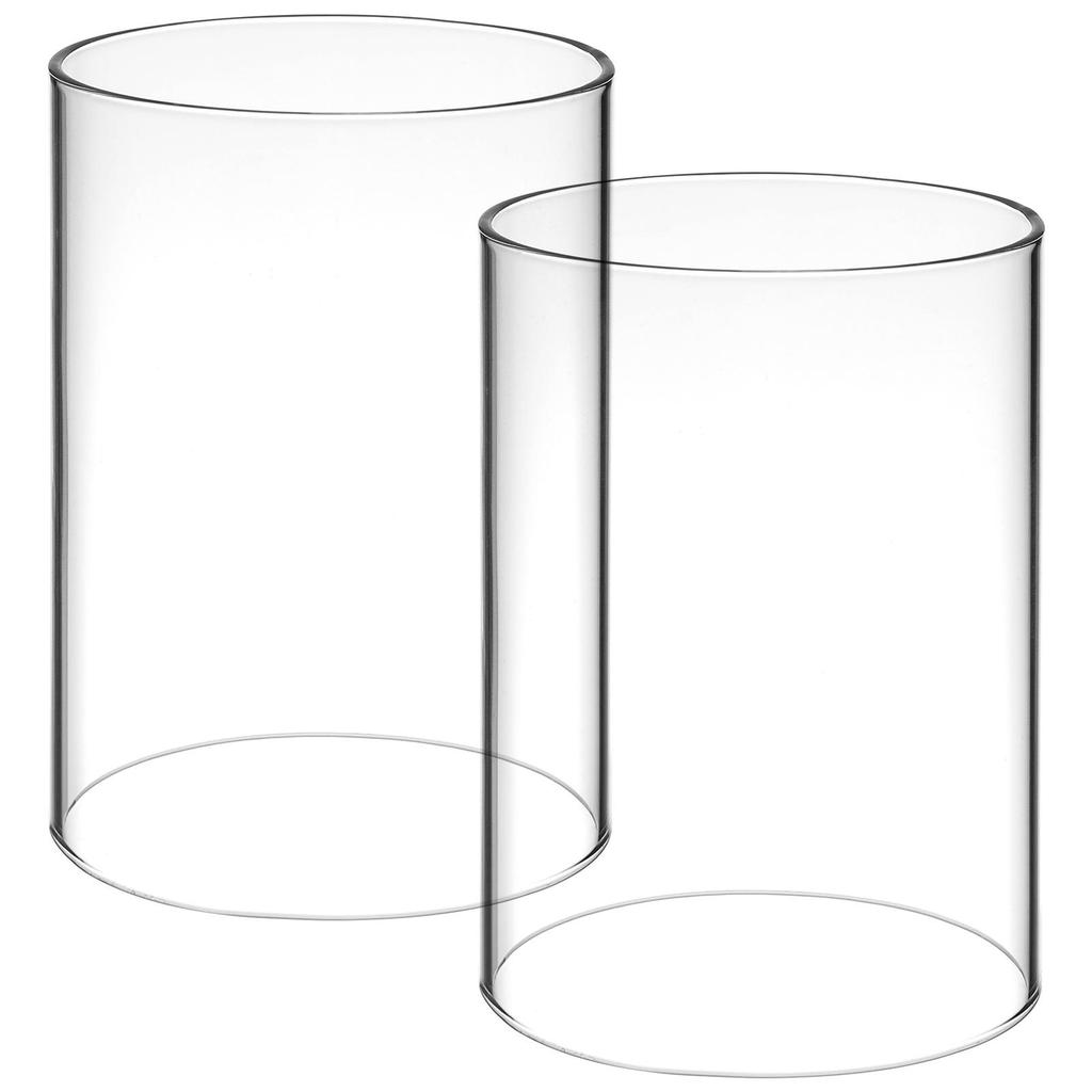 2Pcs Glass Covers Glass Candleholder Tube Shade Cup Shape Holders Open Flame Chimney Tube Cover home decor