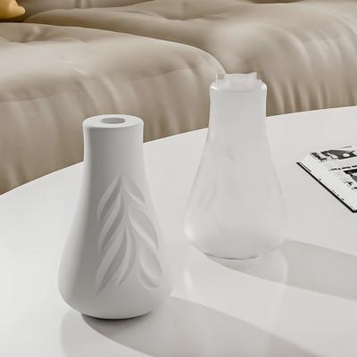 1 Set DIY Flower Vase Silicone Mold Handmade Leaf Pattern Decorative Vase Epoxy Resin Casting Mold Vase Crafts Making Gypsum Cement Mold