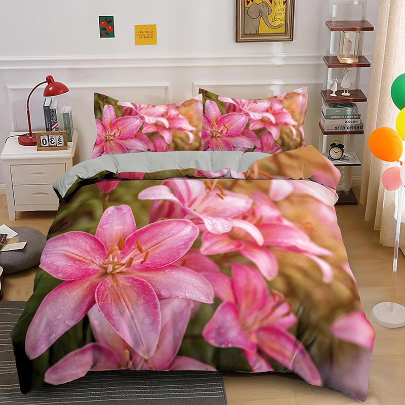 3D Flowers Bedding Set Twin Full King Queen Size Comforter Set for Kids Girl Bedroom Decoration Polyester Duvet Cover Set King