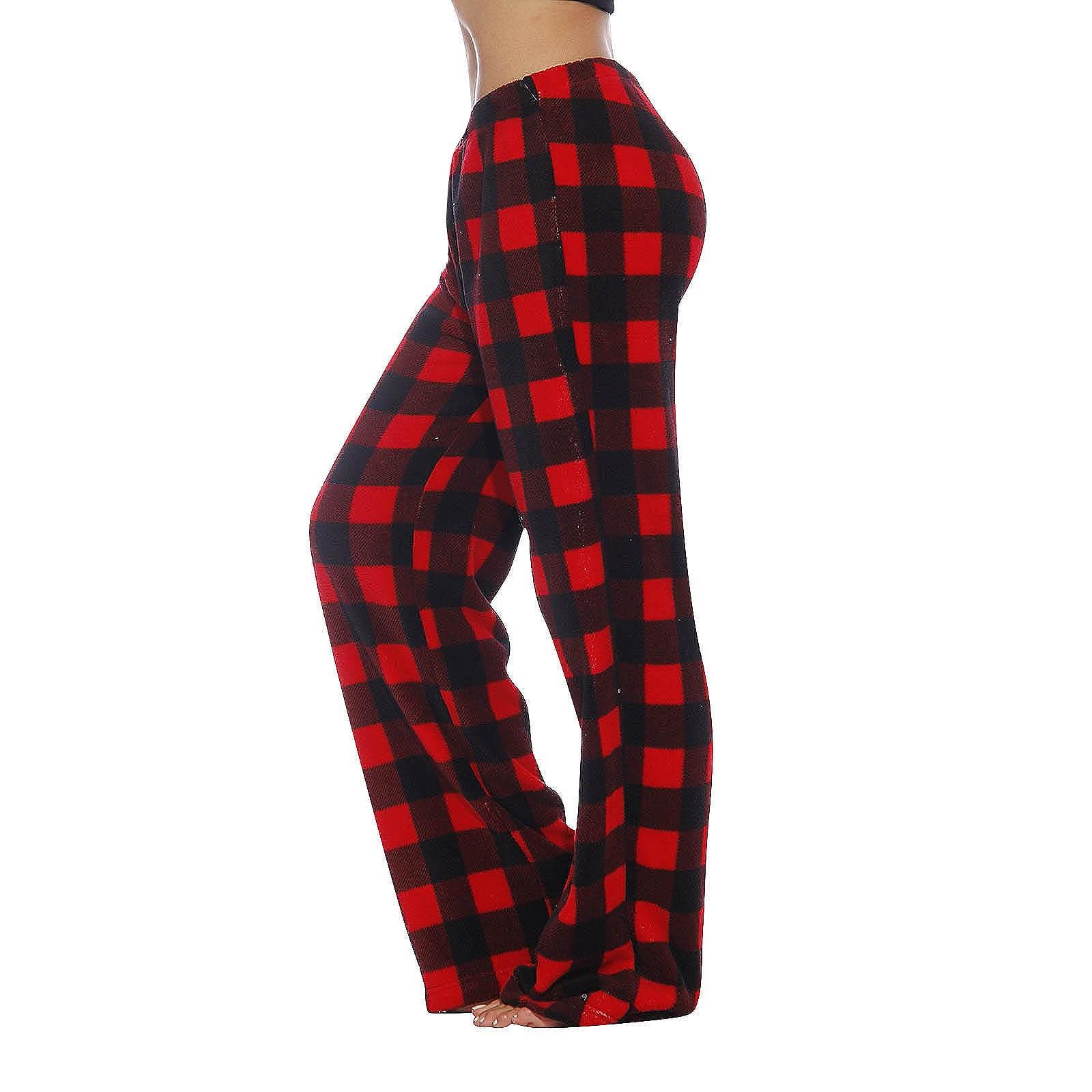 

Women Winter Plaid Pants Full Length Long Trousers Sports Pants XS червоний