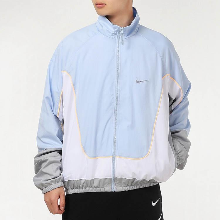 Nike Throwback Woven Basketball Jacket With Stand Collar Men Jackets Hydrogen-Blue CV1932-407