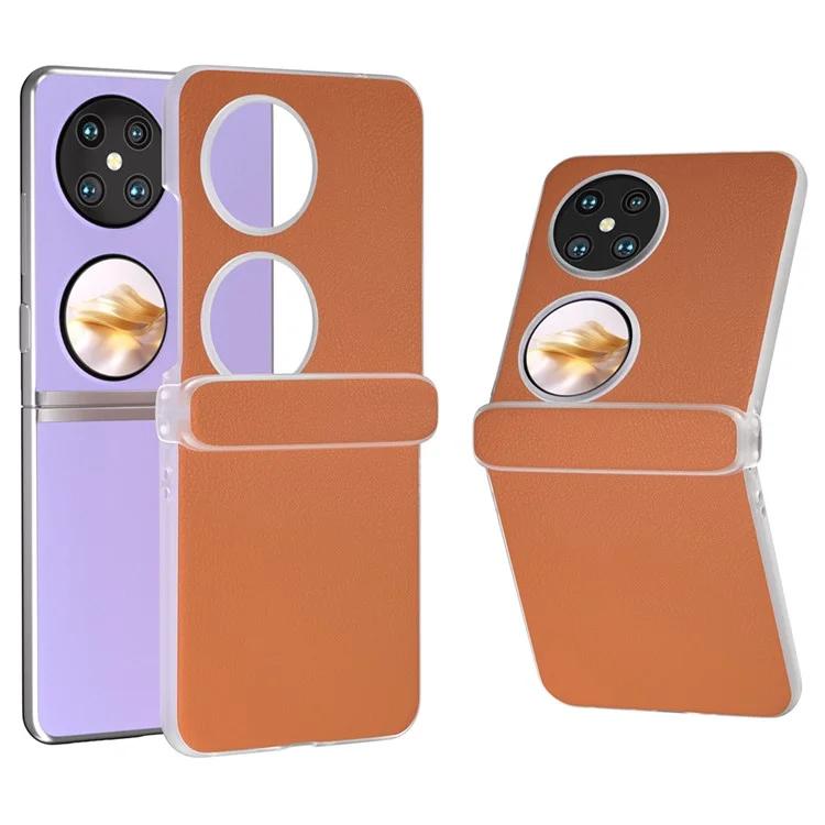 

For Huawei Pocket 2 Case Leather+PC Hinge Protection Phone Cover with Clear Matte Edge