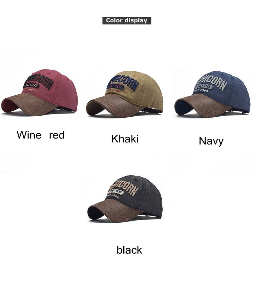 Cap Duck Tongue Pu Splicing Distressed Cotton Baseball Cap 3d Letter Embroidery