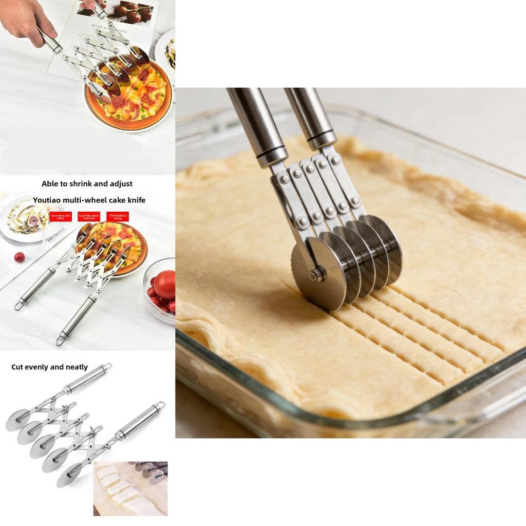 Stainless Steel Multiwheel Youtiao Cutter With Pizza And Pastry Blade For Kitchen Use