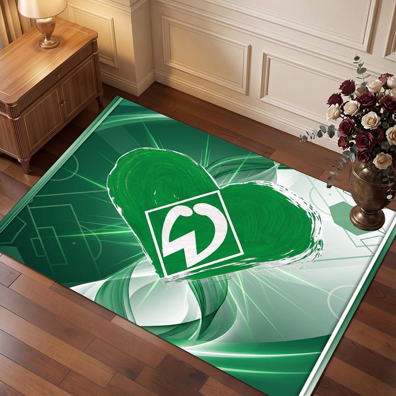 Tappeto in Velluto di Cristallo con Stampa Calcio Werder Bremen, Comodo Assorbente d'Acqua Antiscivolo Tappeto per Pavimenti Interni