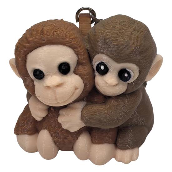 Printed Monkey Keychain Cute Monkey Holding Plush Toy Hanging Keychain for Backpack B