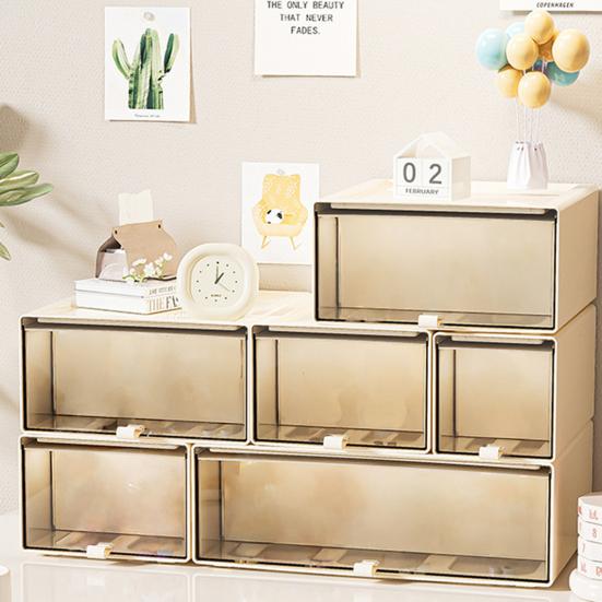 Storage Box Drawer-type Dustproof Container Stackable with Clear Display Case for