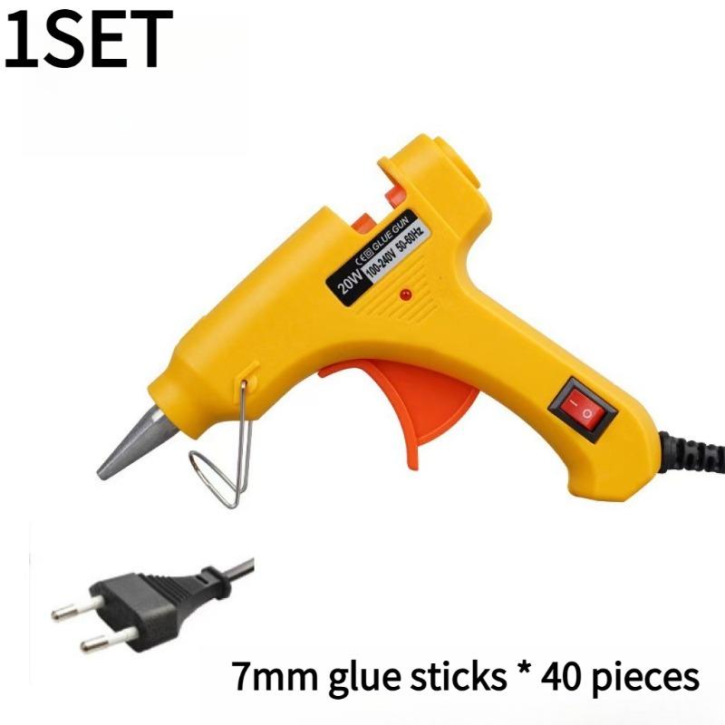 

1SET Hot Glue Gun Kit with 40 Glue Sticks, Fast Preheating Hot Melt, High Temp for School Crafts DIY Arts and Quick Home Repairs (20w) жовтий