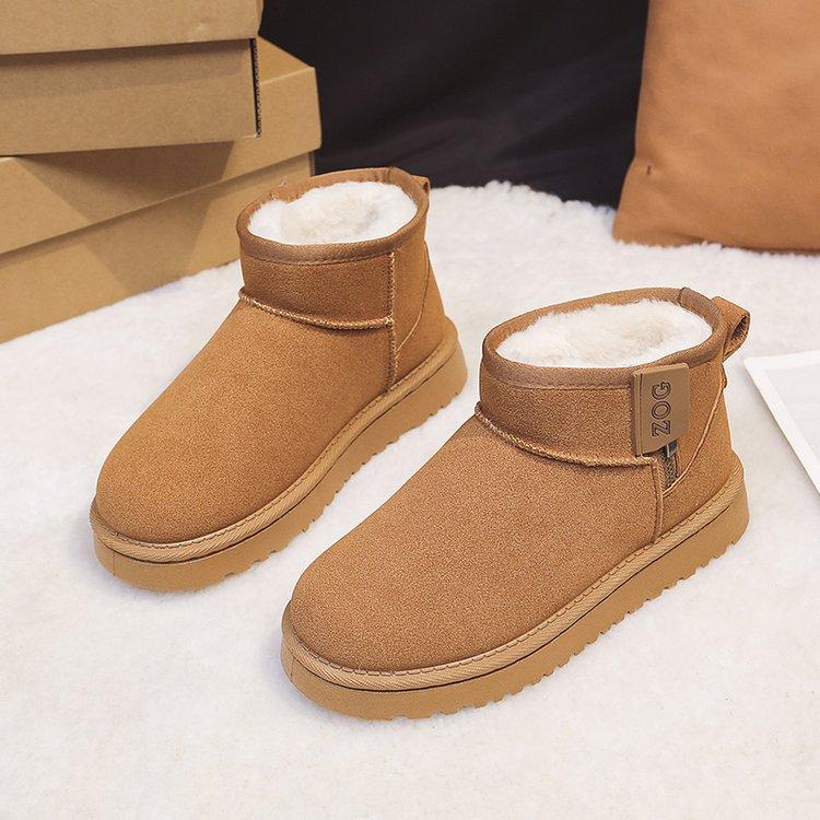 Soft leather version~ thick-soled snow boots women's 2025 new winter warm boots snow cotton piled thickened Northeast cotton shoes