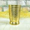 Vintage Gulley Brass Carved Glass with Golden Finish Drinking Cup
