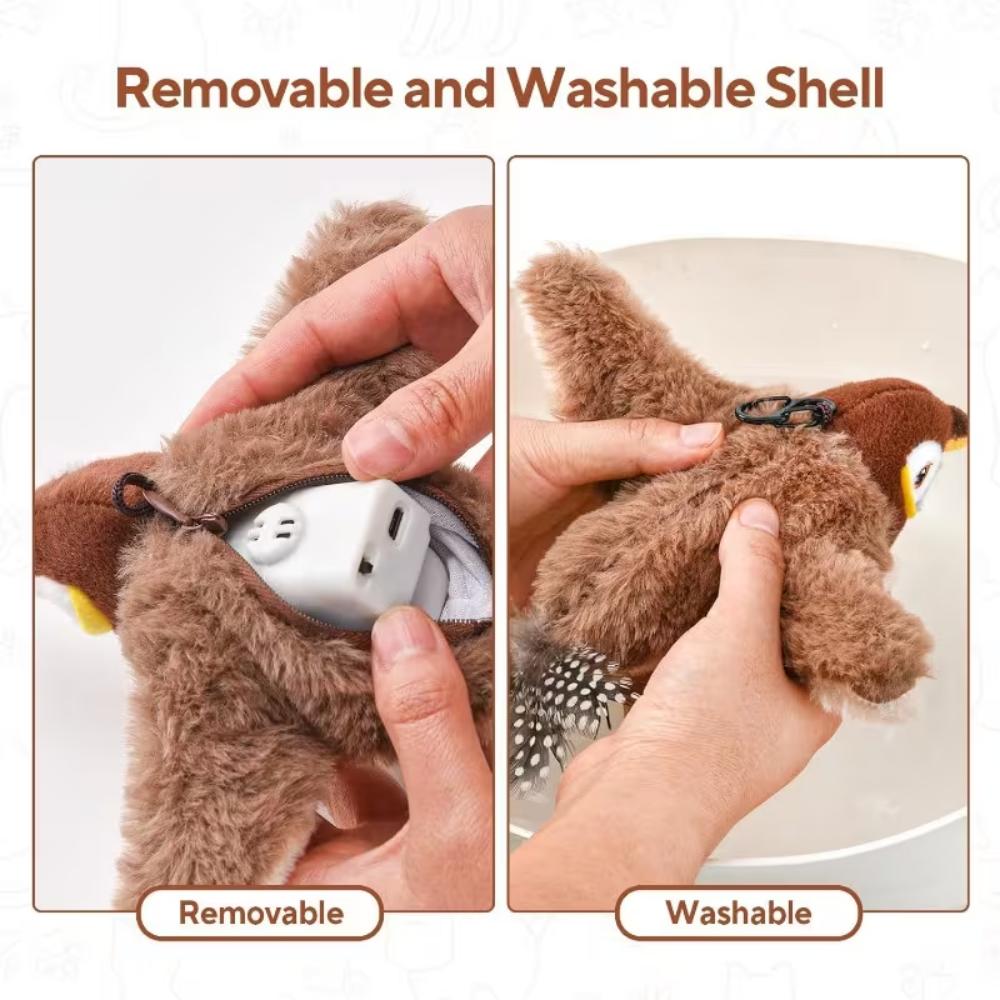 Jouets de charge et tactiles amovibles, interaction en vol avec battement d'ailes automatique, jouets simulés d'oiseau moineau pour chat