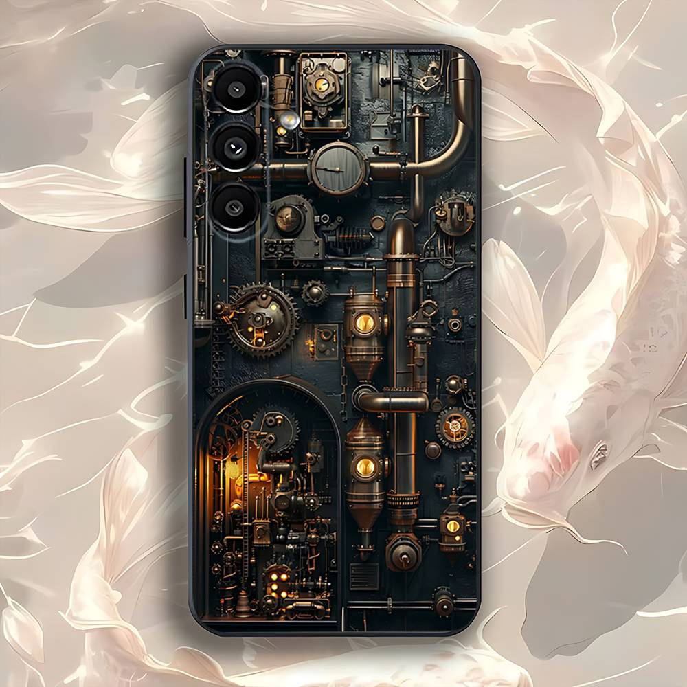 Steampunk Zahnrad Mechanisch COOL Handyhülle Für Samsung Galaxy A73,31,32,72,41,53,52,71,22,5G,Note,J7,8,9 Weiche Schwarze Hülle