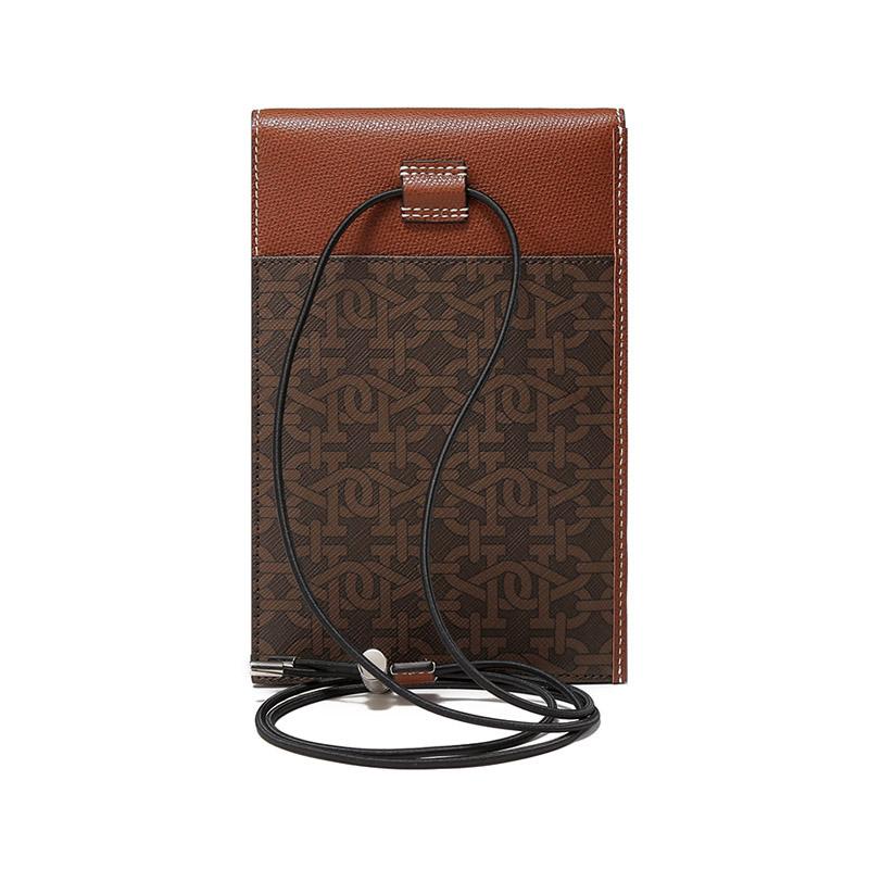 Bally Vintage Logo Monogram Print TPU Leather Shoulder Phone Bag Men bags Brown 6300403