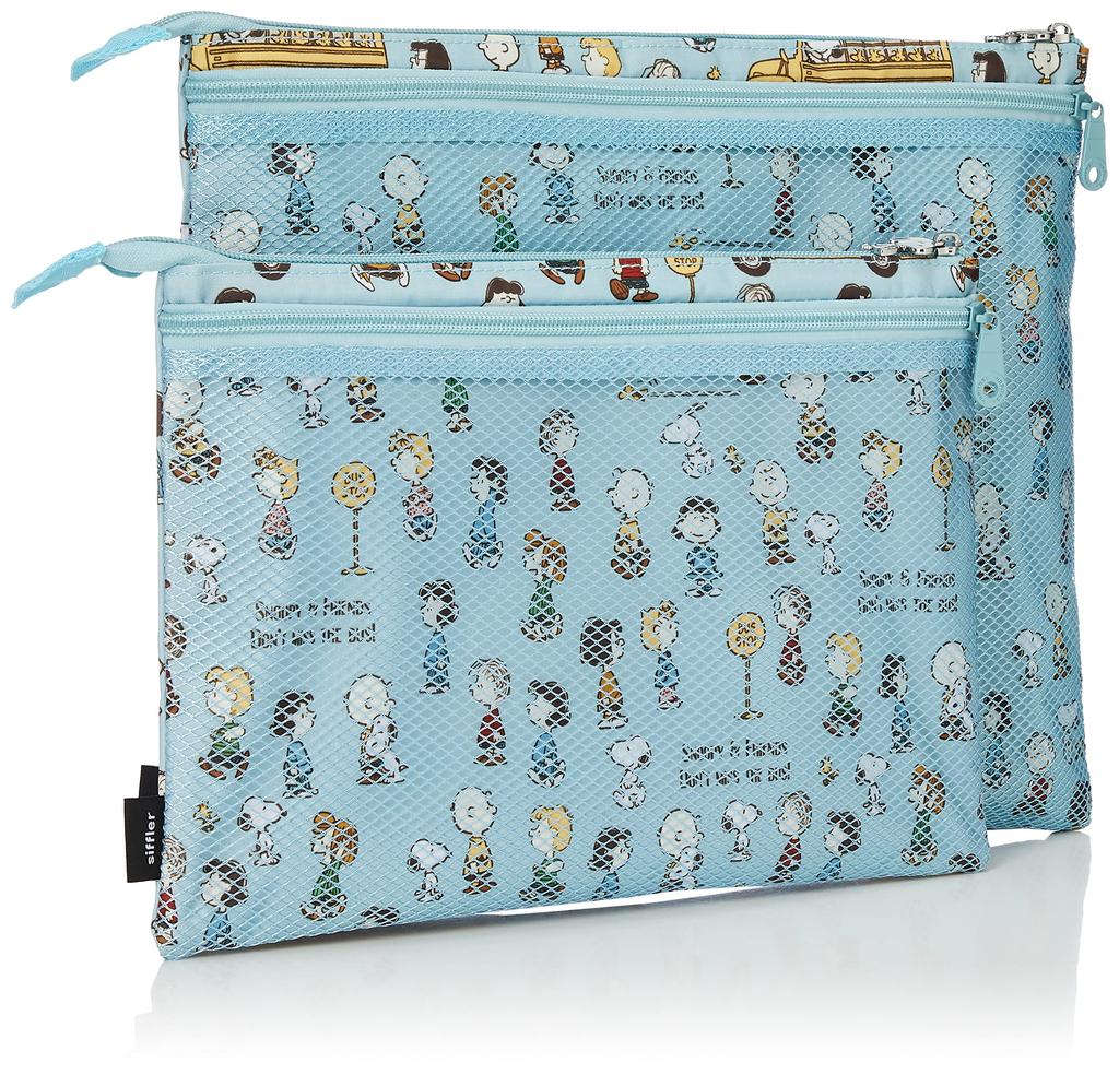 Hapitas Pouch Set 7119 Snoopy Set 7119 PN128 Bus Stop Blue 2-Size Multi-Pouch