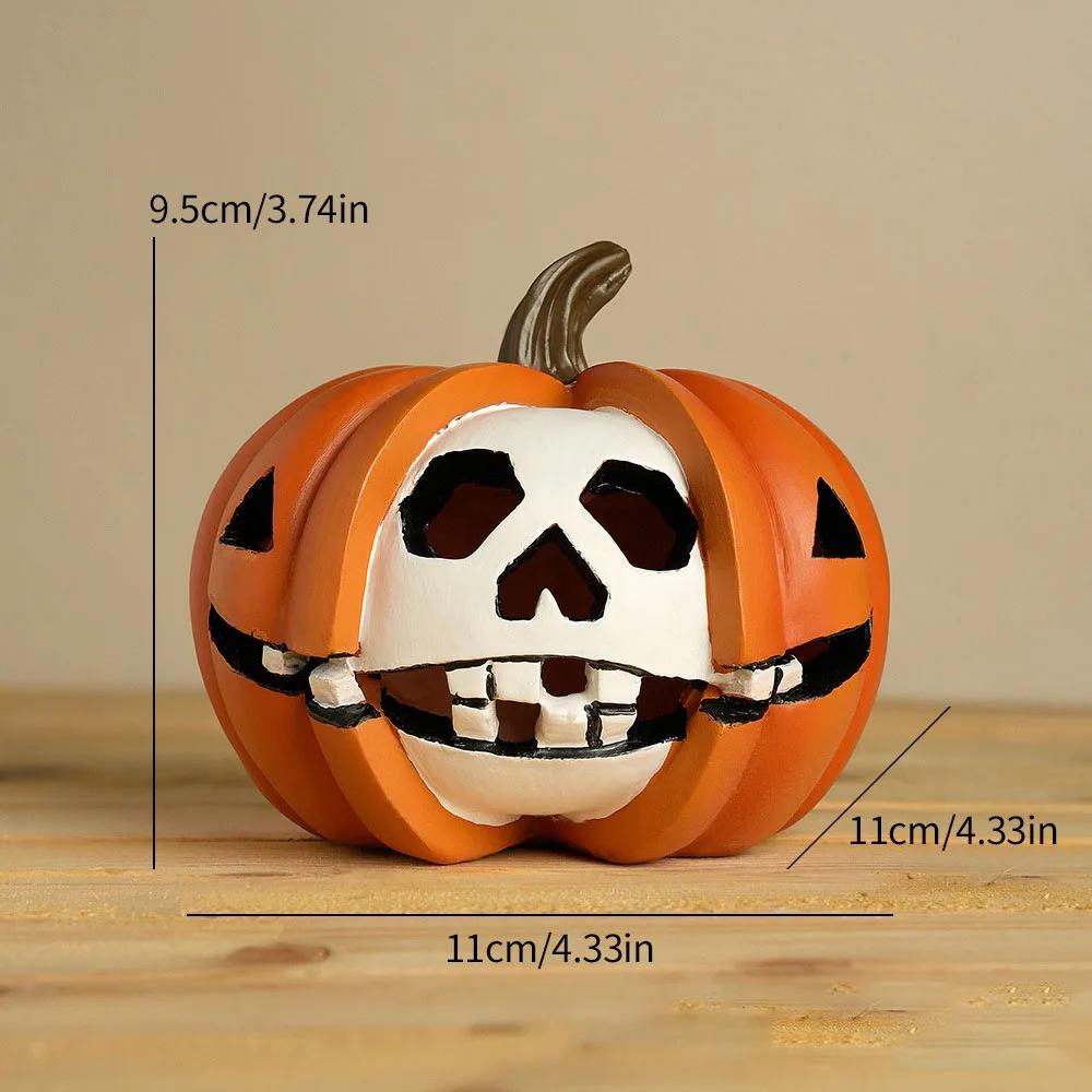 Nordic Ins Style Halloween Pumpkin Skull Ghost Face Ornament Resin Crafts Holiday Party Props Decorations Home Decoration