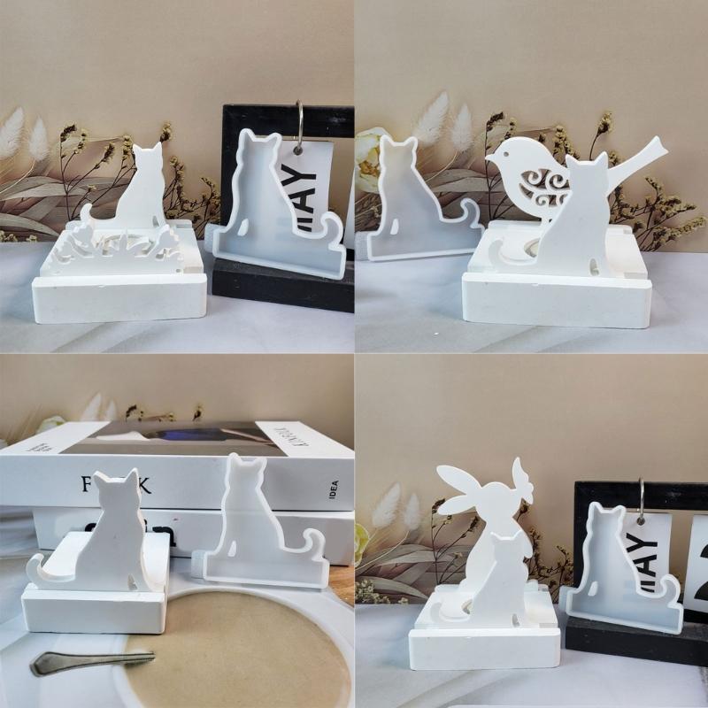 Cats Resin Molds Dog Silicones Molds for Making Tealight Holder Decorations Holiday Gift Room Decorations DIY Craft