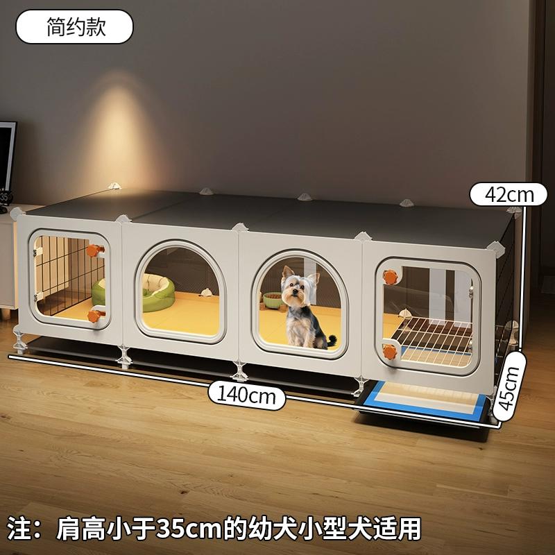 Small Dog Crate with Separate Toilet Area Puppy House for Teddy Bichon Pet Bedroom Kennel Cozy Puppy Home with Removable Tray