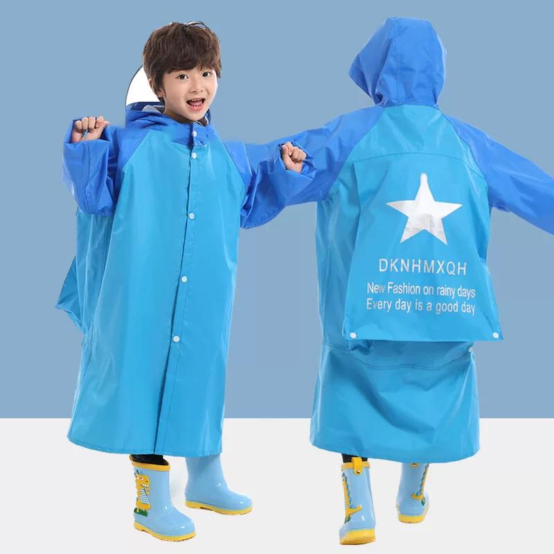New Model Raincoat for Primary and Middle School Students, Unisex Children's One-Piece Rain Poncho, Thickened with Extended Backpack Space