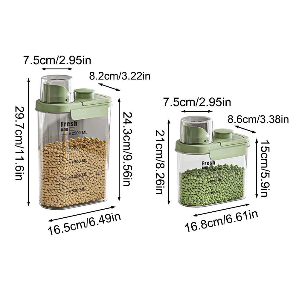 Large Capacity Kitchen Storage Can - 1600/2800ML PP Plastic Sealed Scale Bucket Waterproof Seal for Flour Corn Soybeans Rice