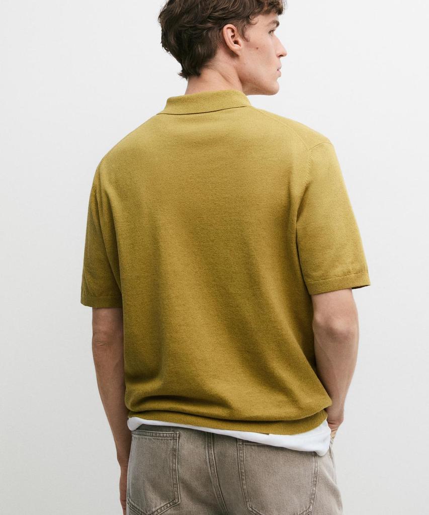 Masimodutti Short Sleeve Cotton & Linen Knit Polo Shirt
