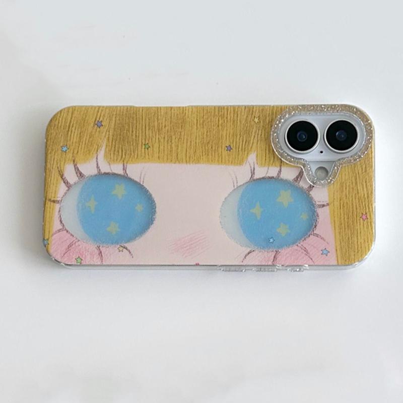 

Cartoon Anime Shinning Eyes Cute Phone Case for IPhone 17 16 15 14 13 12 11 Pro Max 17Air Big Eyes Girl Back Phone Cover Capa iPhone 17 Pro