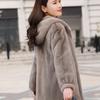 Haining Fausse Fourrure Vison Synthétique Manteau Femme à Capuche Mère d'Âge Moyen et Personne Âgée Manteau Vison Synthétique