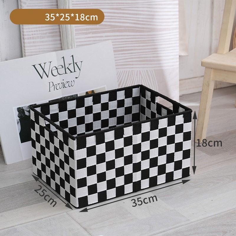 Woven Black Storage Baskets Shelf Tote Boxes Container with Built-in Handles for bedroom living room office kids room dressing room