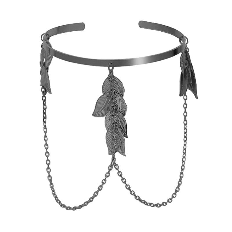 Baroque Leaf Tassel Bracelet: Stylish Cross Arm Jewelry