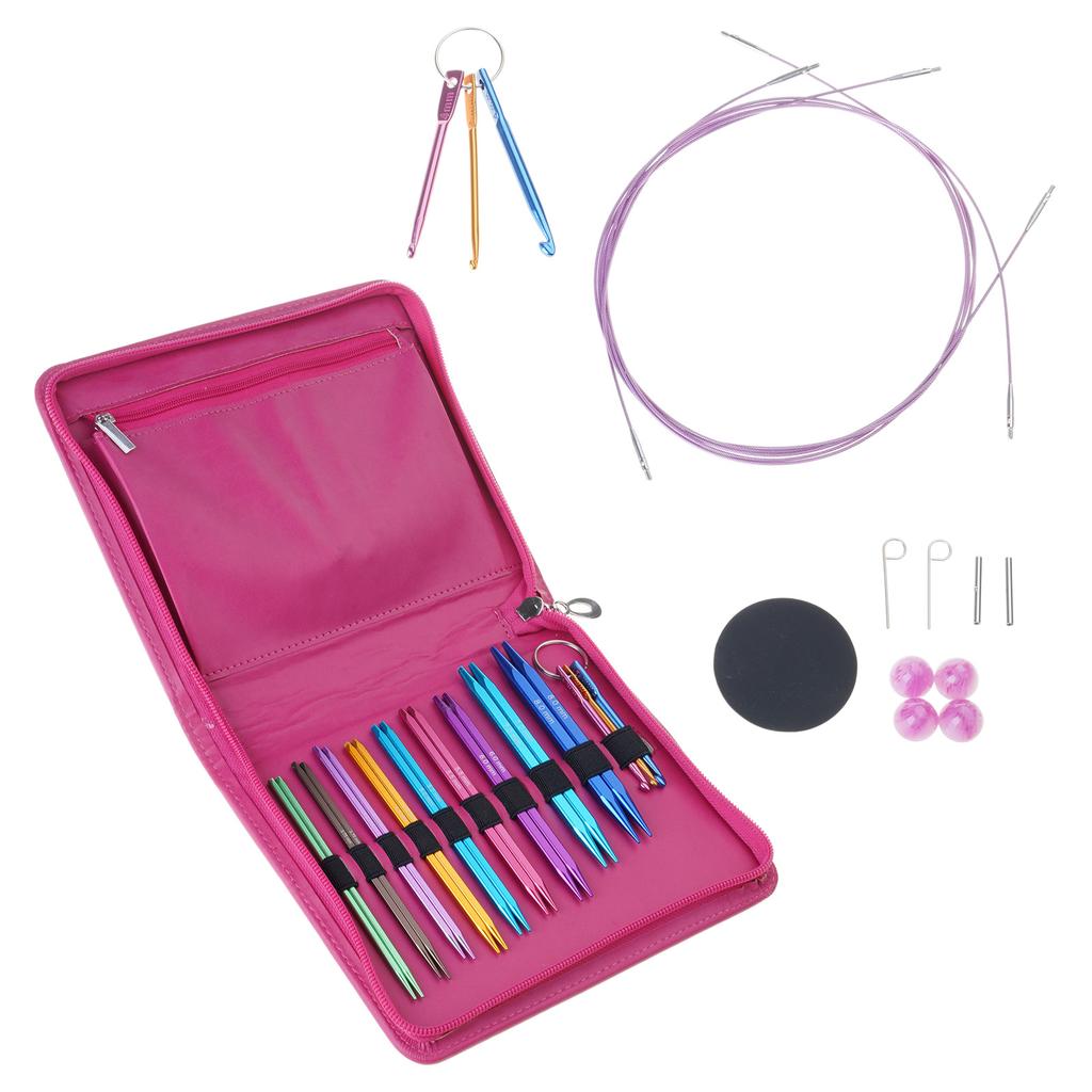 9Pairs Interchangeable Circular Knitting Needle Crochet Hook Set with Case 3.5mm-8.0mm for Knitting Weaving Sweater Hat